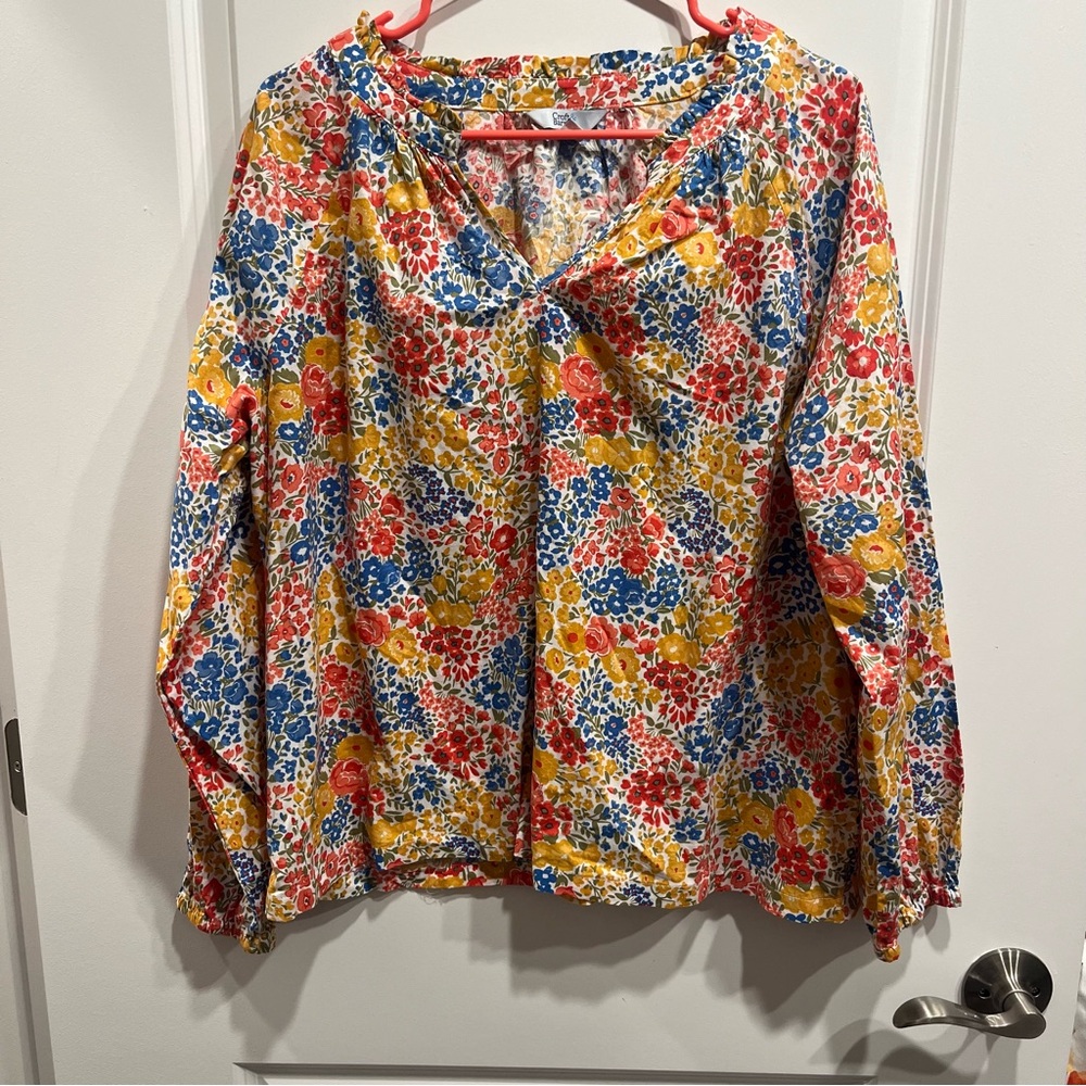 Croft & Barrow Women’s Cotton Multi Floral 3/4 Sleeve Popover Blouse Siz…